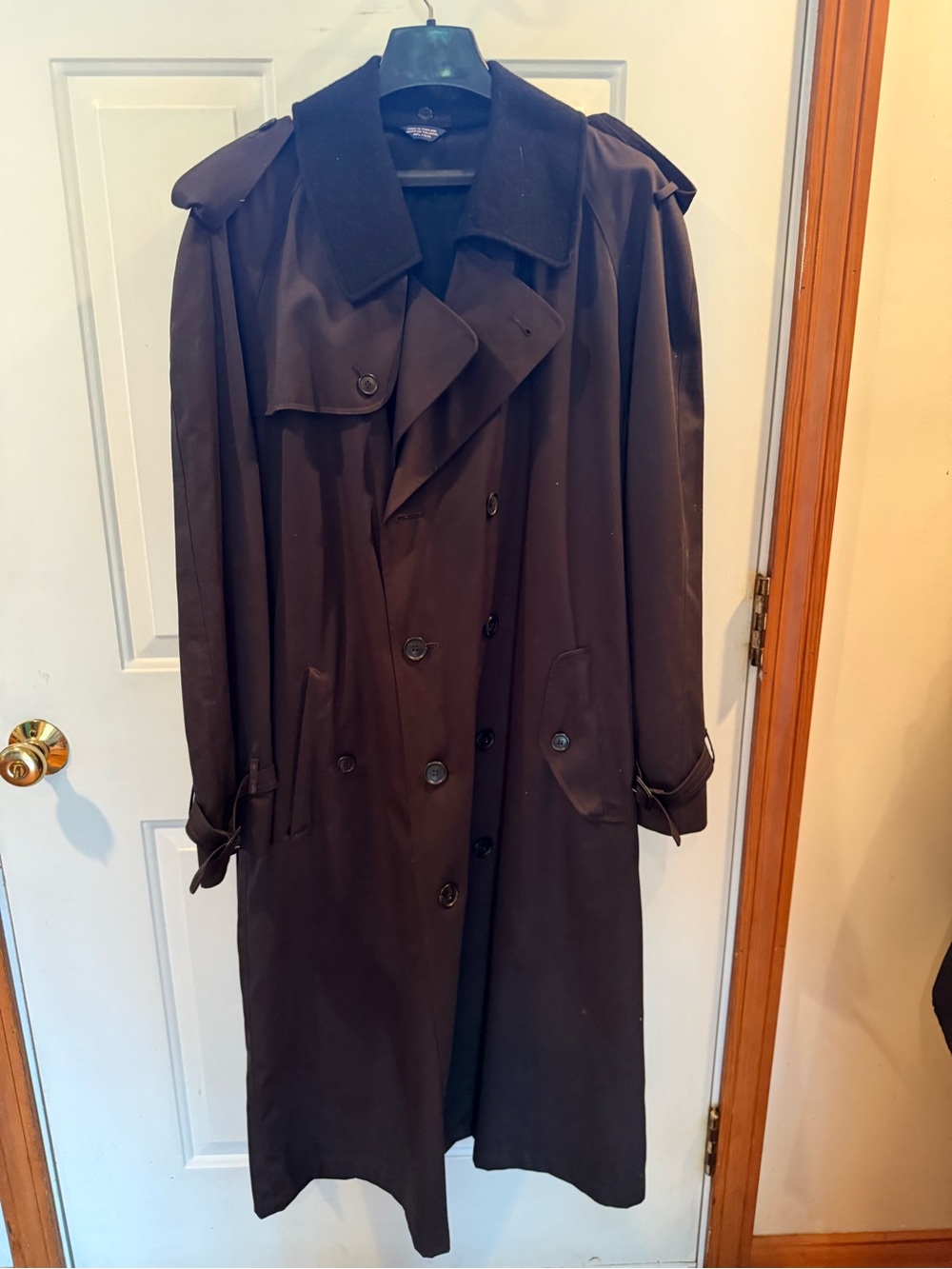 Men's Long Brown Trench Coat - Classic Double-Breasted Style